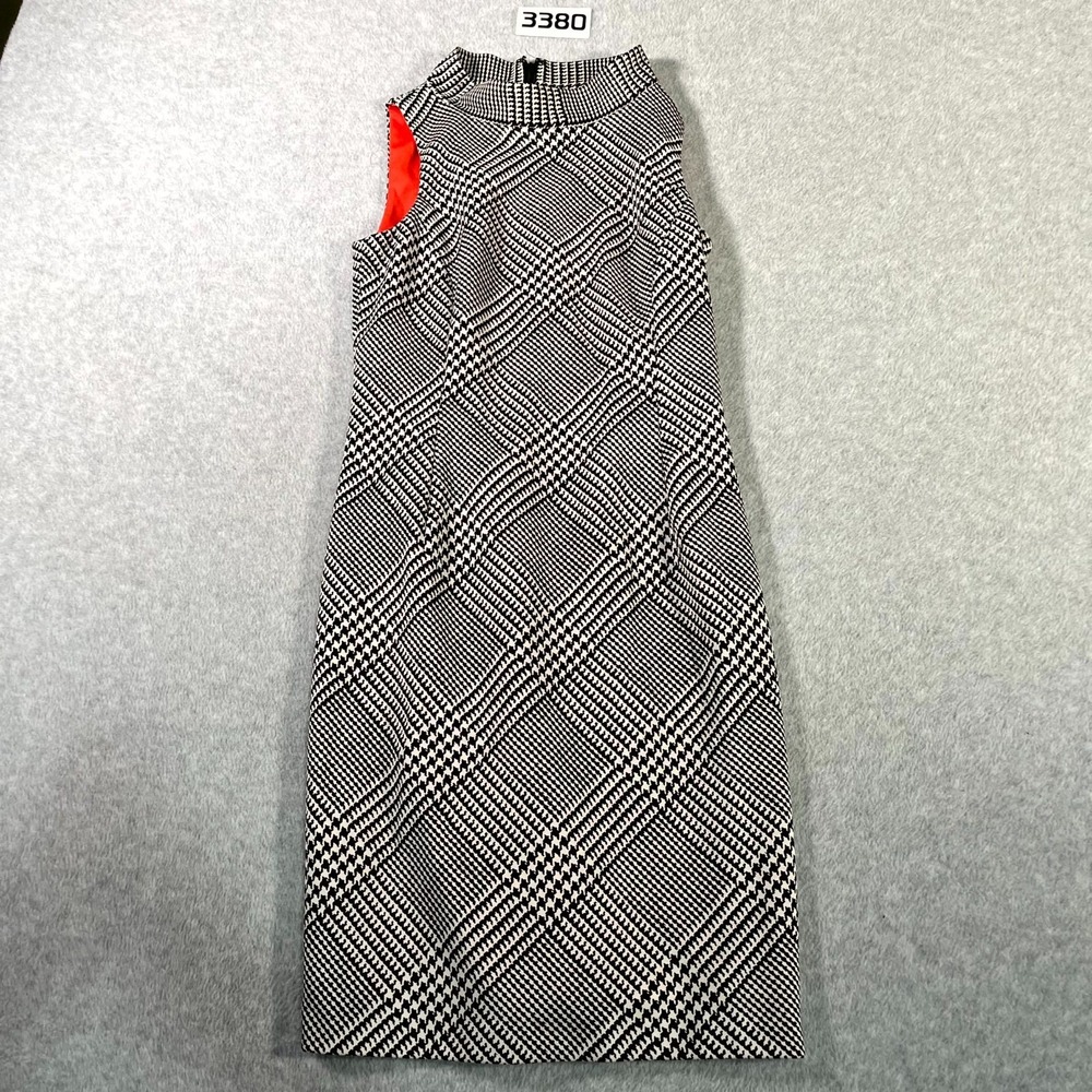 Tahariโ Arthur S. Levine Sheath Dress Womens 2 White Black Houndstooth Back Zip